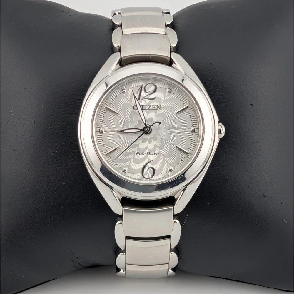 Citizen Eco-Drive Silhouette J730-S099552 Sapphire Crystal Floral Dial Watch WR - Picture 1 of 10